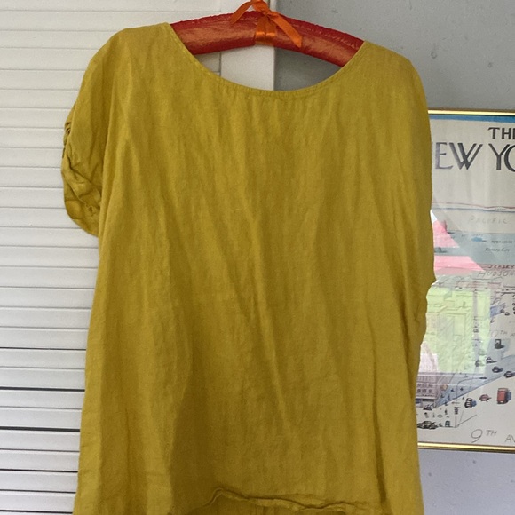 Italian Linen Tunic in Marigold Yellow Size M, EUC - Picture 7 of 9